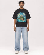 Mockup Boxy Heavyweight Tee Black male full-body 05