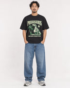 Mockup Boxy Heavyweight Tee Black male full-body 02