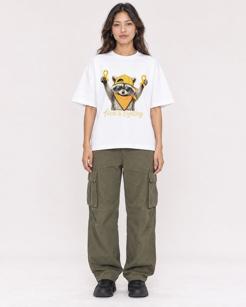 Mockup Boxy Heavyweight Tee White female full-body 02
