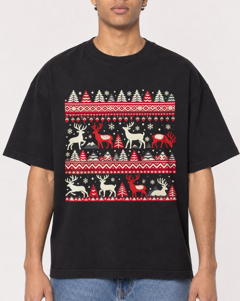 Mockup Boxy Heavyweight Tee Black male close-up 10