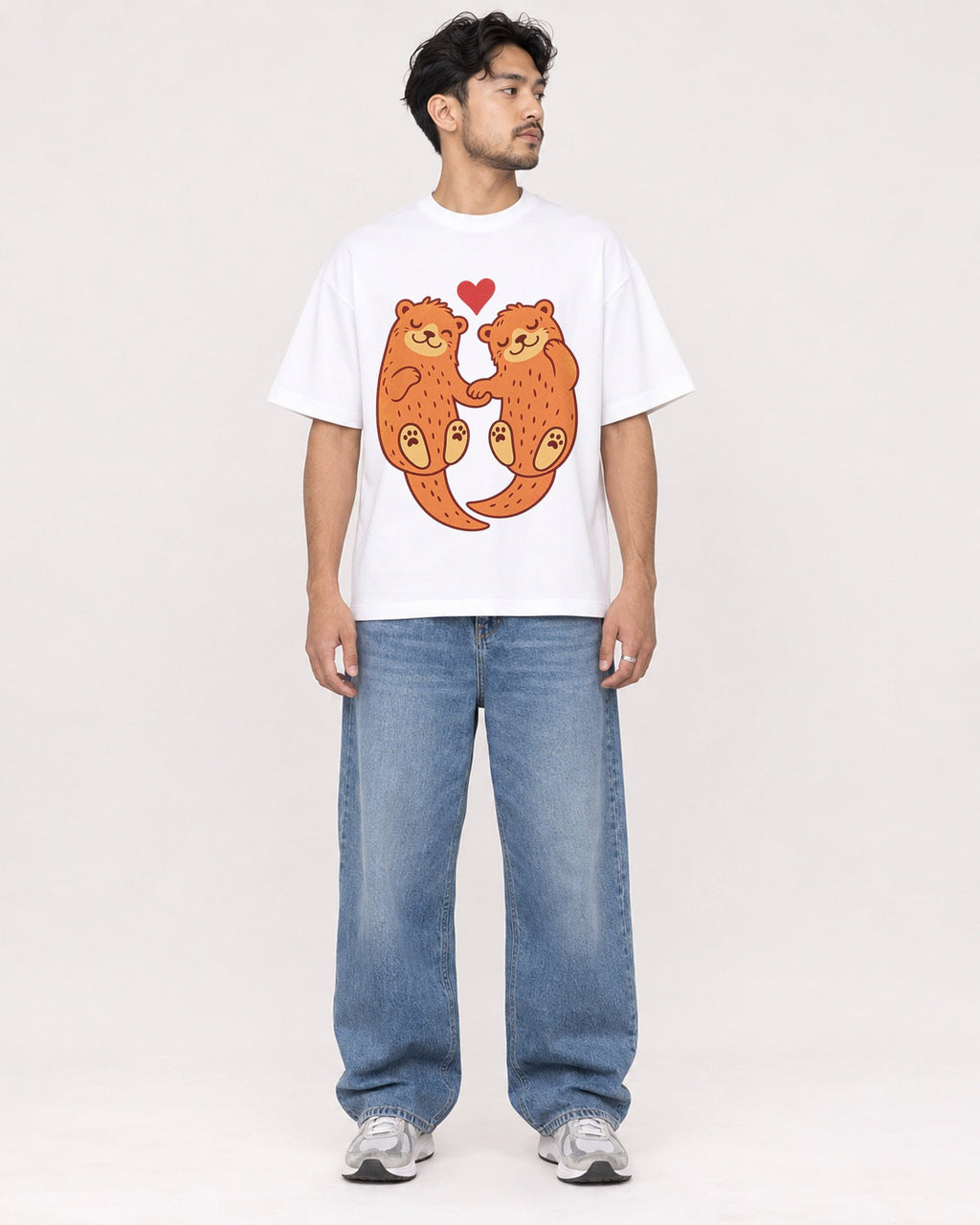 Mockup Boxy Heavyweight Tee White male full-body 02