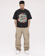 Mockup Boxy Heavyweight Tee Black male full-body 12