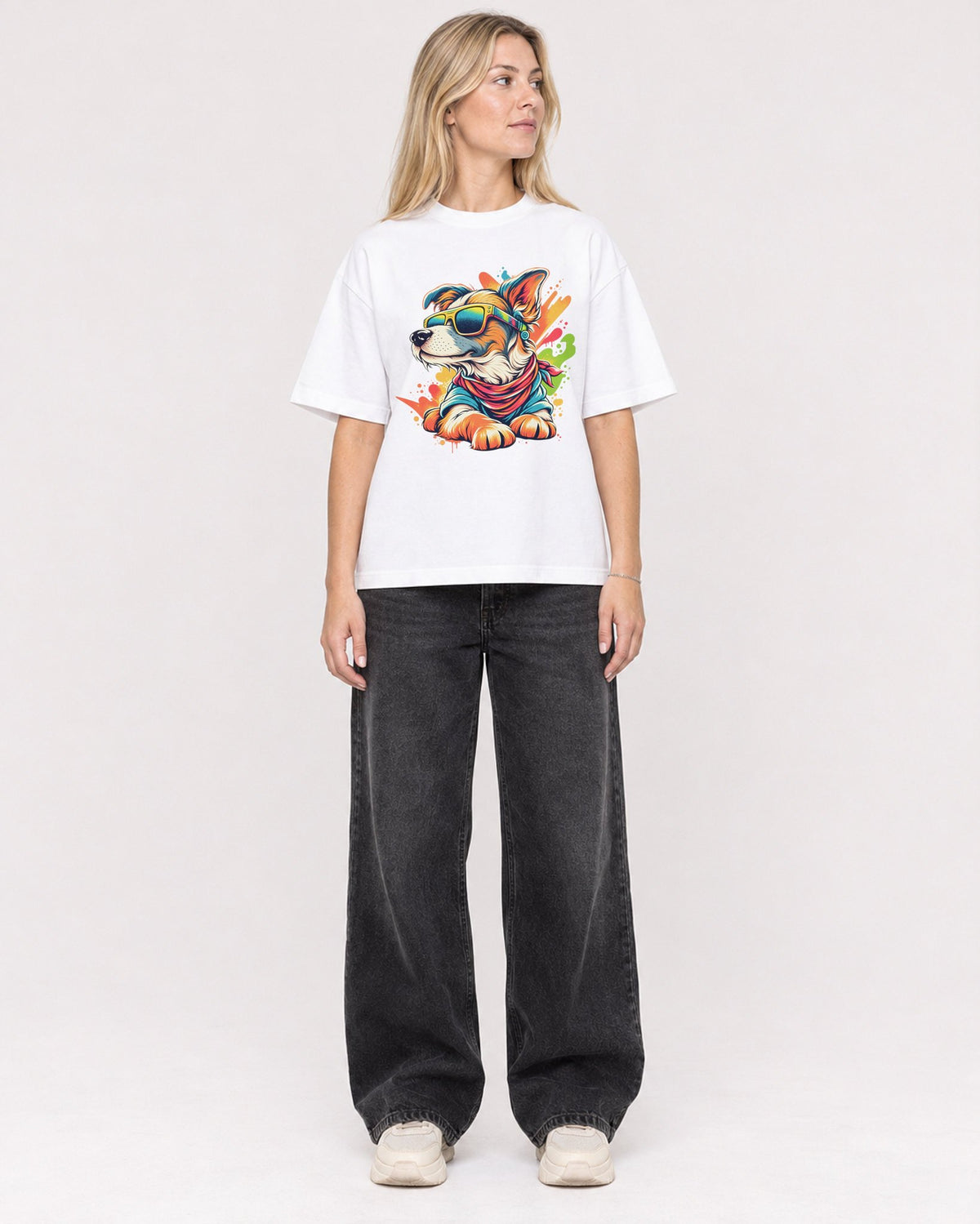 Mockup Boxy Heavyweight Tee White female full-body 08