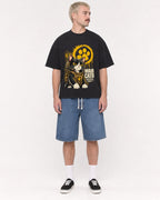 Mockup Boxy Heavyweight Tee Black male full-body 39