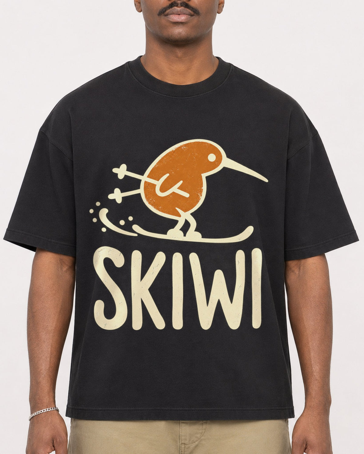 Mockup Boxy Heavyweight Tee Black male close-up 44