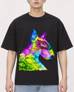 Mockup Boxy Heavyweight Tee Black male close-up 01