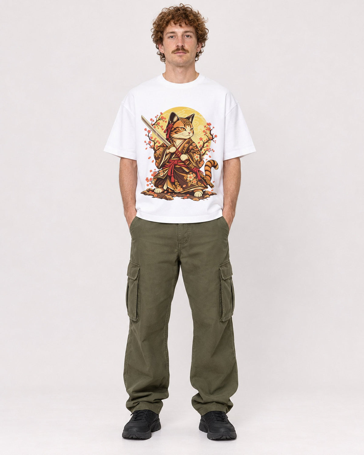 Mockup Boxy Heavyweight Tee White male full-body 09