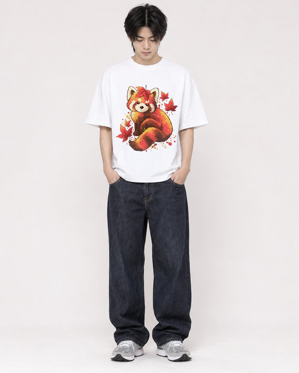 Mockup Boxy Heavyweight Tee White male full-body 11