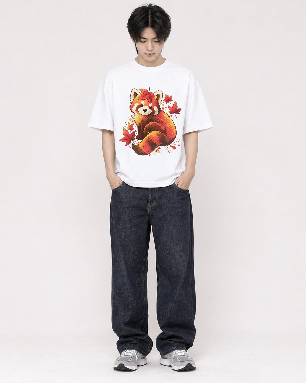 Mockup Boxy Heavyweight Tee White male full-body 11