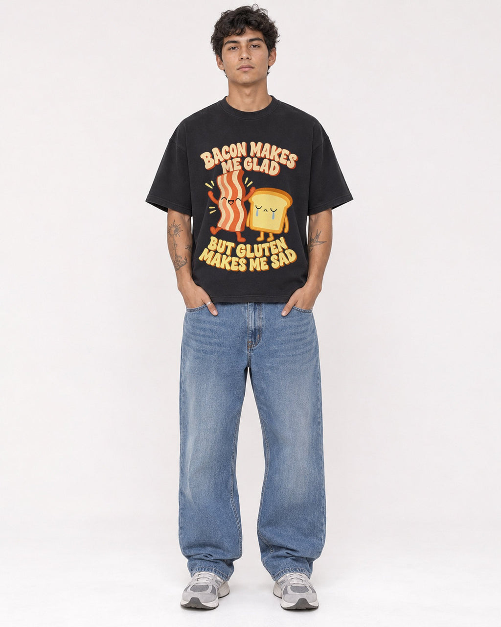 Mockup Boxy Heavyweight Tee Black male full-body 06