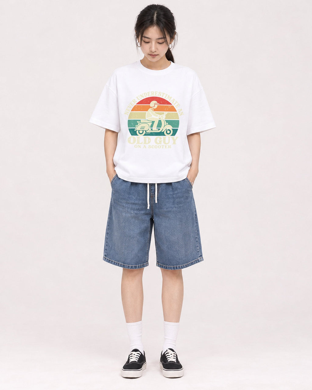 Mockup Boxy Heavyweight Tee White female full-body 21