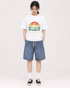 Mockup Boxy Heavyweight Tee White female full-body 21