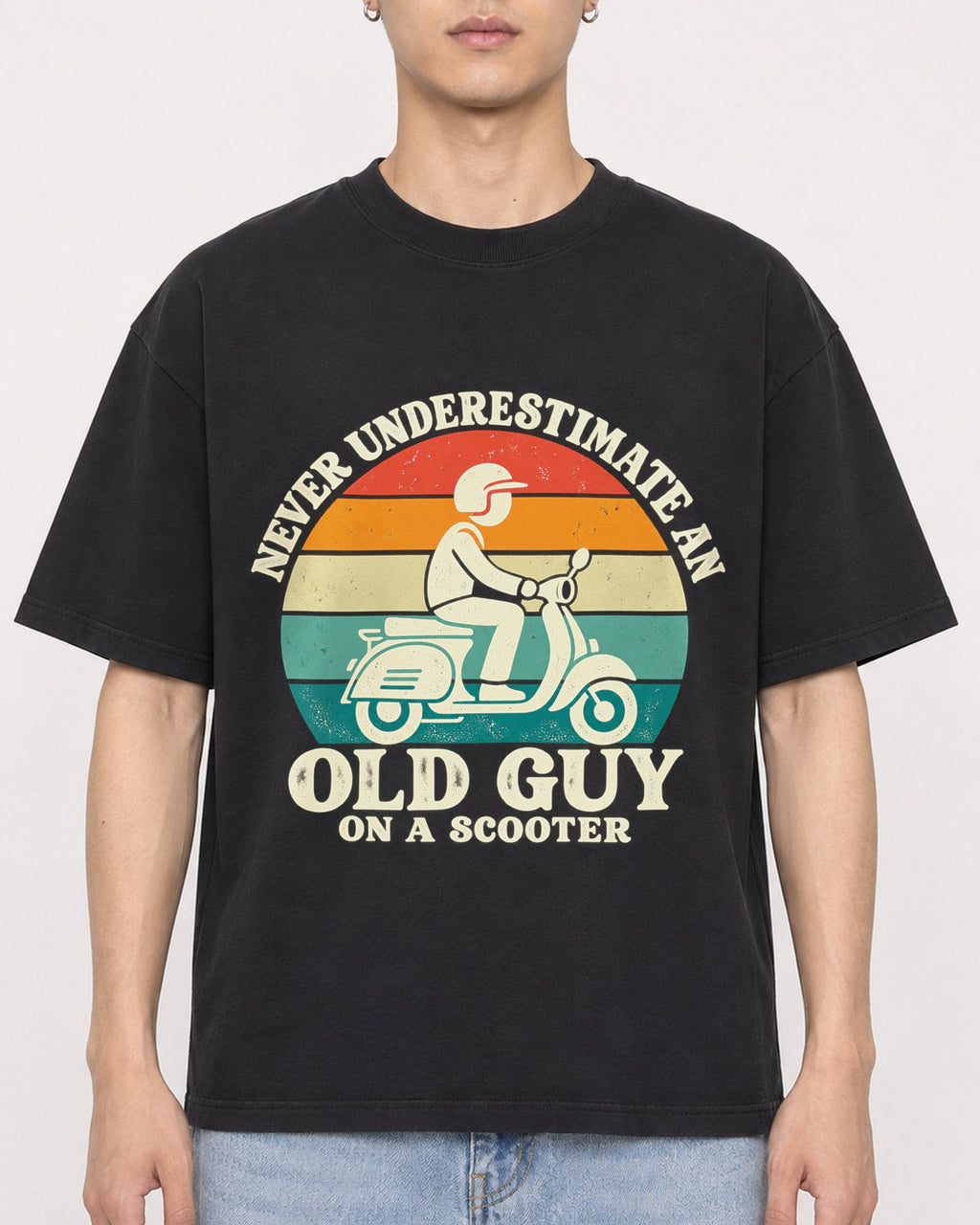 Mockup Boxy Heavyweight Tee Black male close-up 21