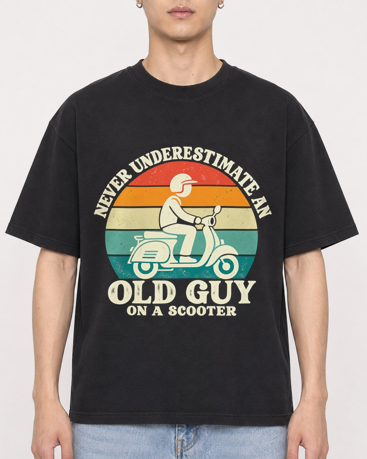Mockup Boxy Heavyweight Tee Black male close-up 21