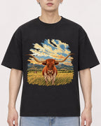 Mockup Boxy Heavyweight Tee Black male close-up 01