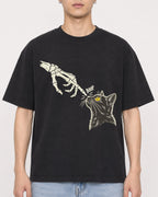 Mockup Boxy Heavyweight Tee Black male close-up 21