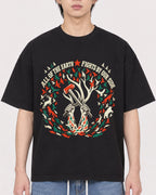 Mockup Boxy Heavyweight Tee Black male close-up 11