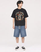 Mockup Boxy Heavyweight Tee Black male full-body 11