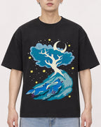 Mockup Boxy Heavyweight Tee Black male close-up 01