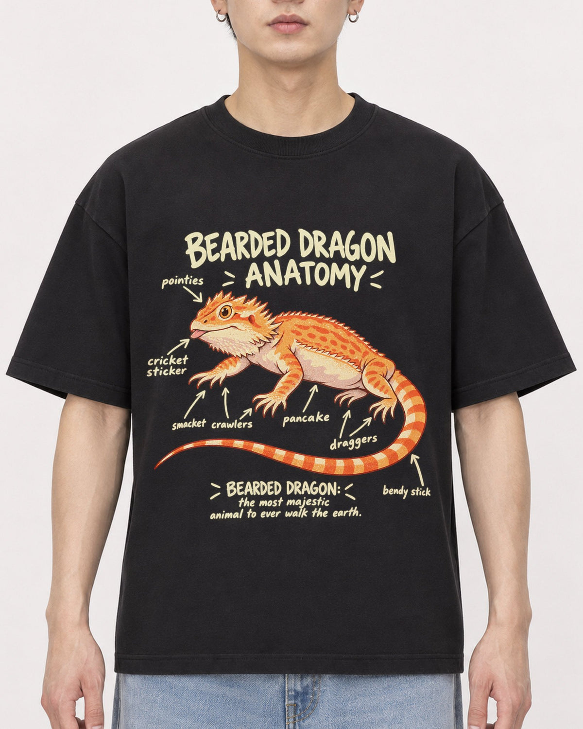 Mockup Boxy Heavyweight Tee Black male close-up 01