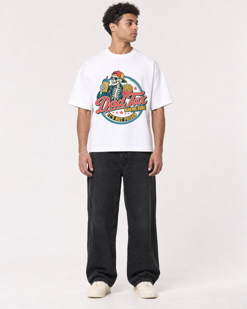 Mockup Boxy Heavyweight Tee White male full-body 10