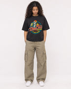 Mockup Boxy Heavyweight Tee Black female full-body 10