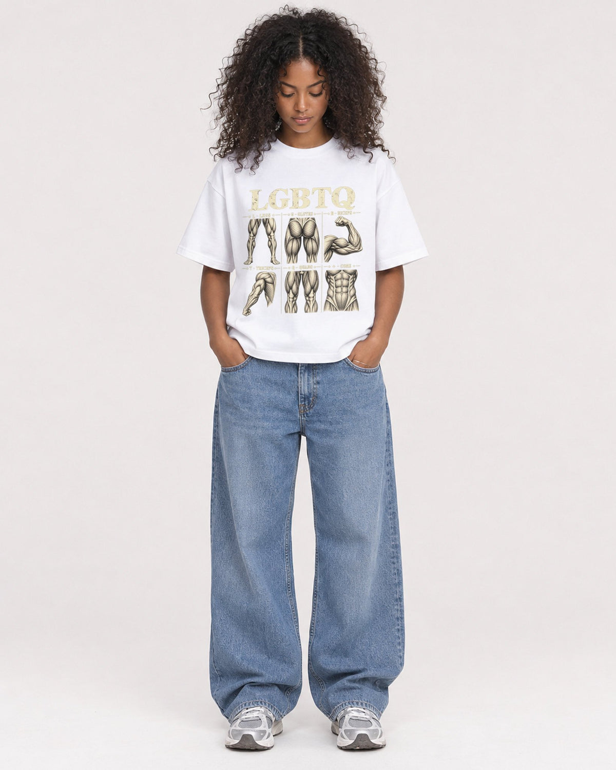 Mockup Boxy Heavyweight Tee White female full-body 05