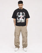 Mockup Boxy Heavyweight Tee Black male full-body 12