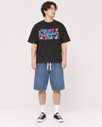 Mockup Boxy Heavyweight Tee Black male full-body 03