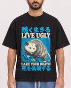 Mockup Boxy Heavyweight Tee Black male close-up 27