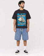 Mockup Boxy Heavyweight Tee Black male full-body 27