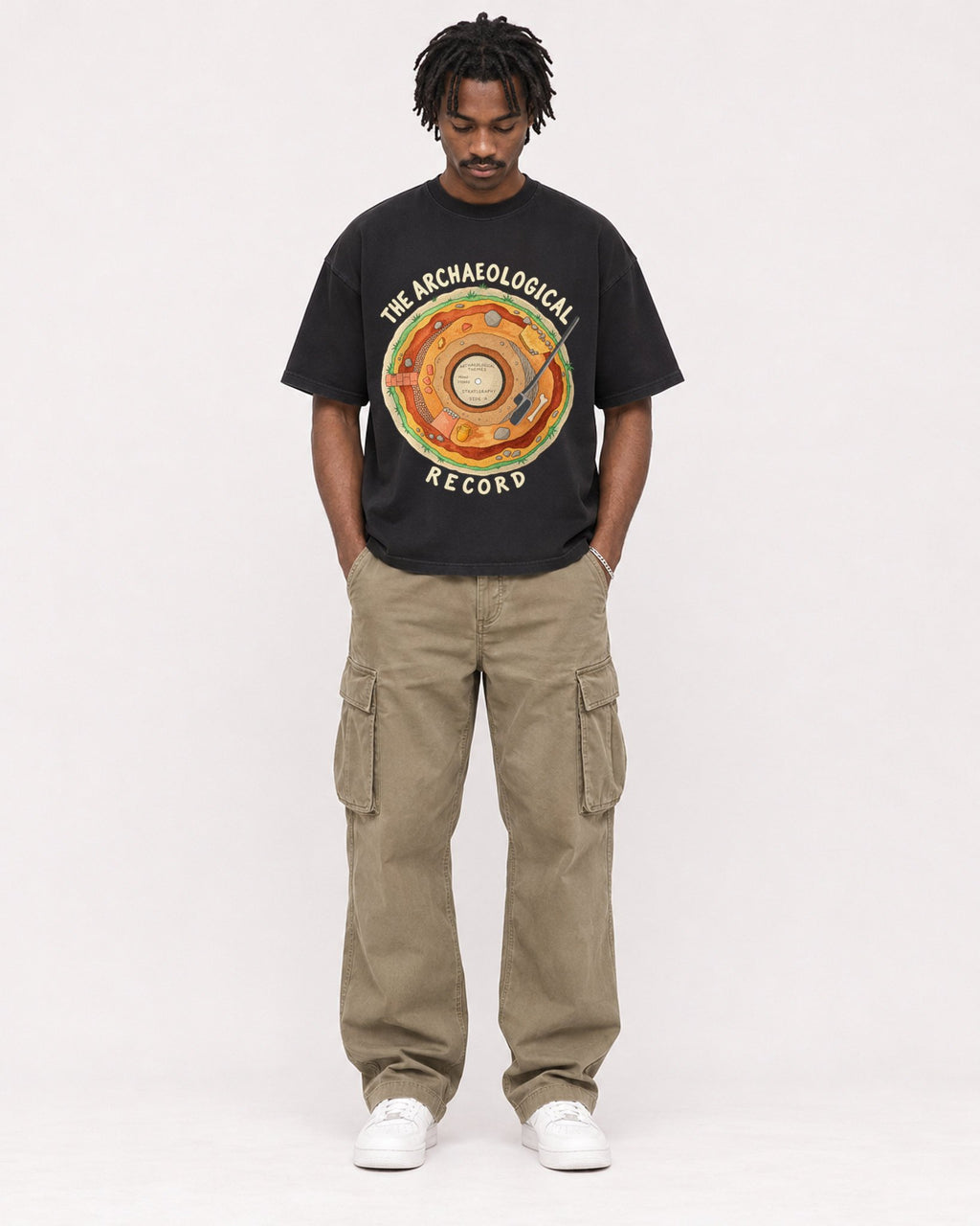 Mockup Boxy Heavyweight Tee Black male full-body 04