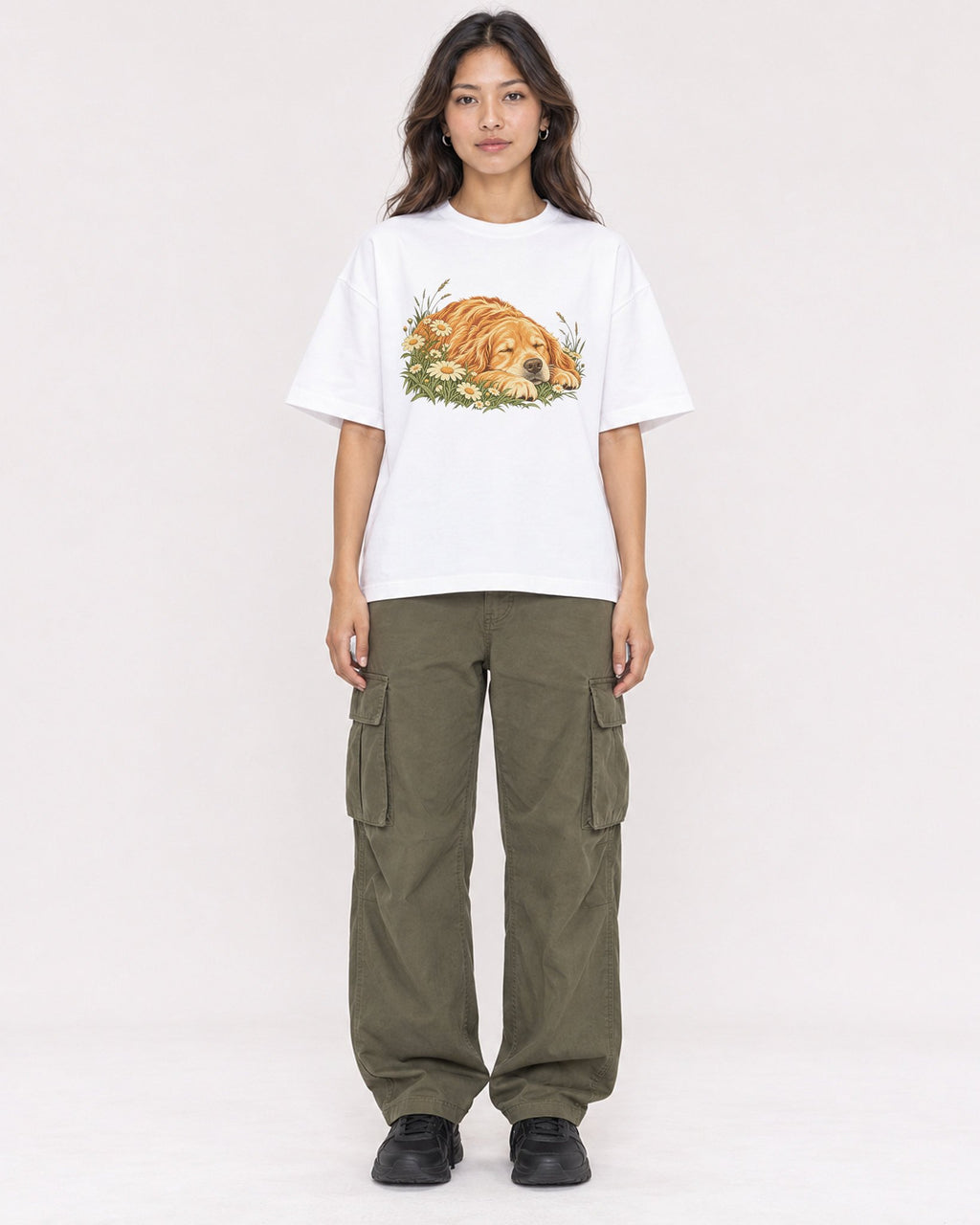 Mockup Boxy Heavyweight Tee White female full-body 02