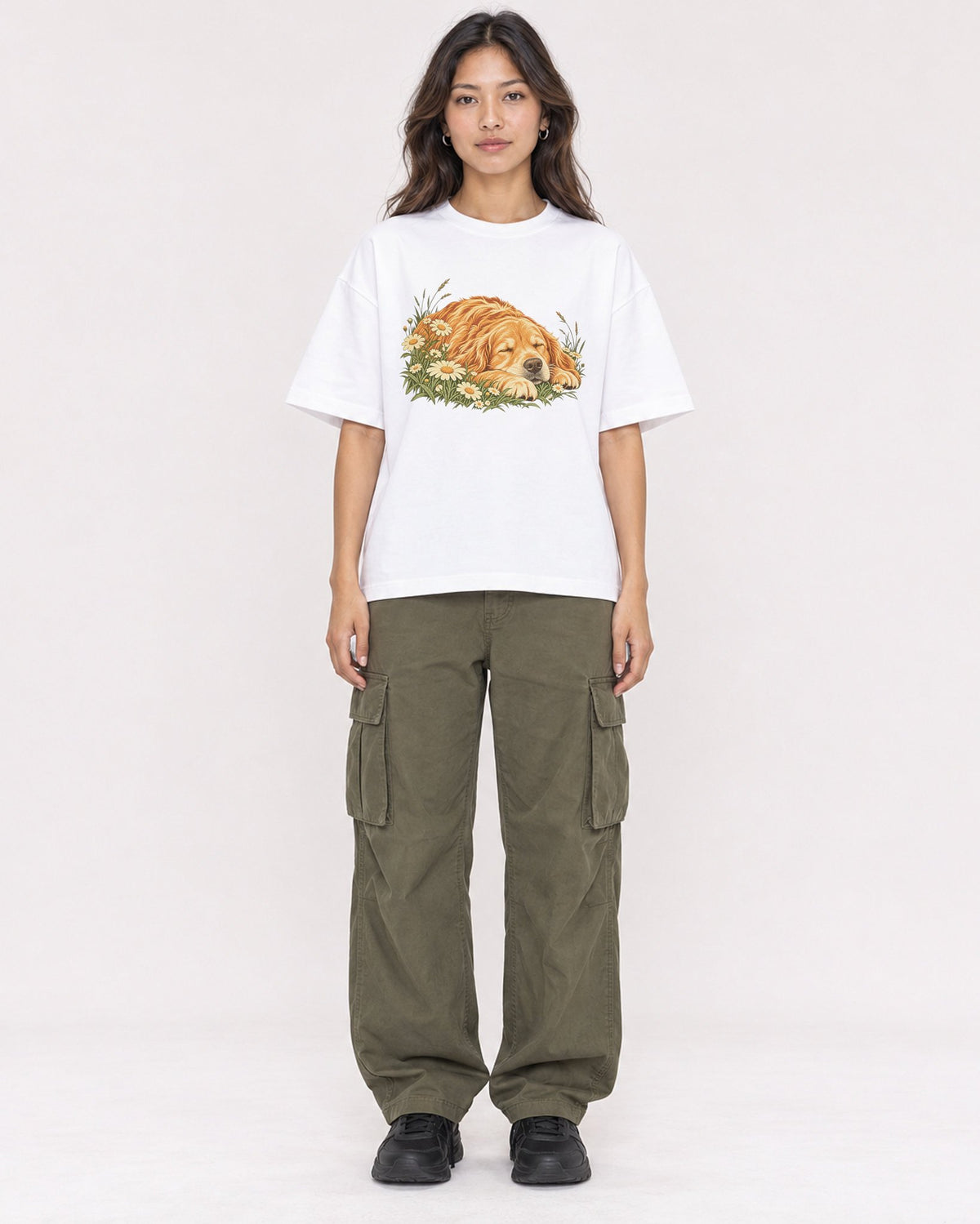 Mockup Boxy Heavyweight Tee White female full-body 02