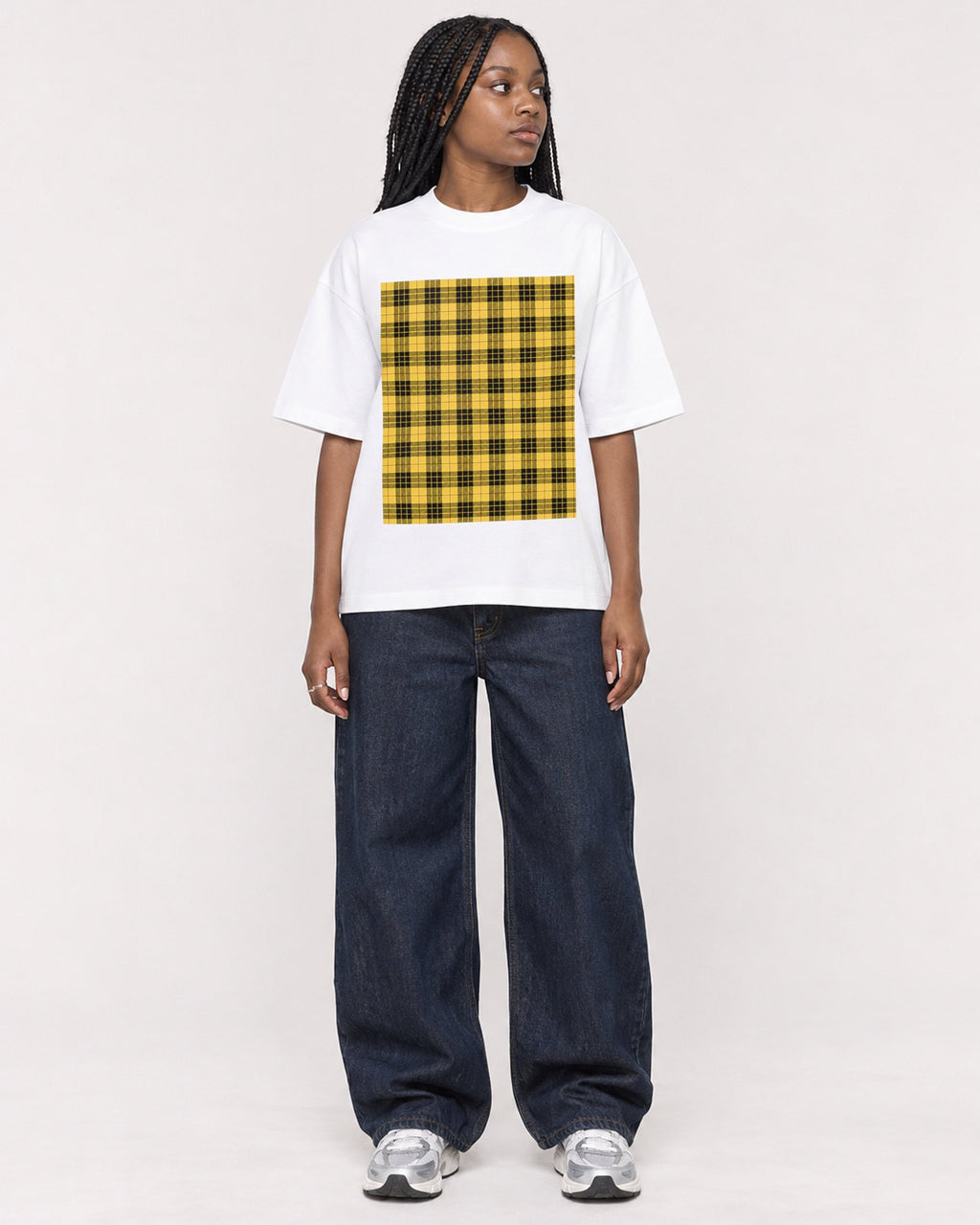 Mockup Boxy Heavyweight Tee White female full-body 04
