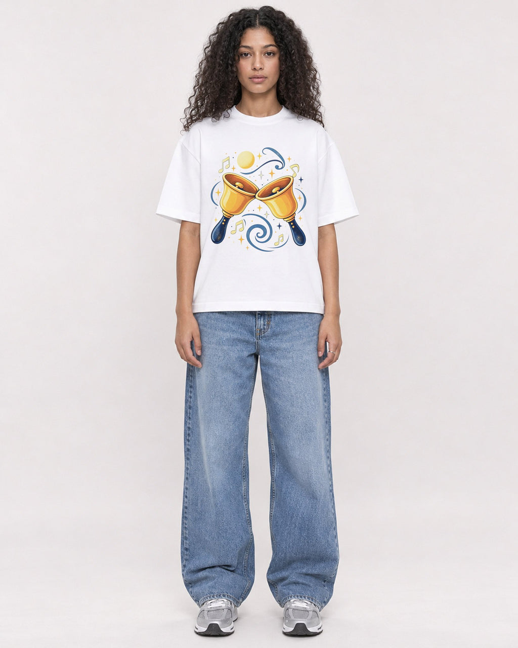 Mockup Boxy Heavyweight Tee White female full-body 10