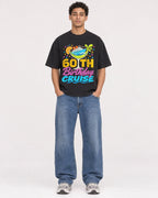 Mockup Boxy Heavyweight Tee Black male full-body 10