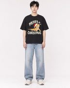 Mockup Boxy Heavyweight Tee Black male full-body 01