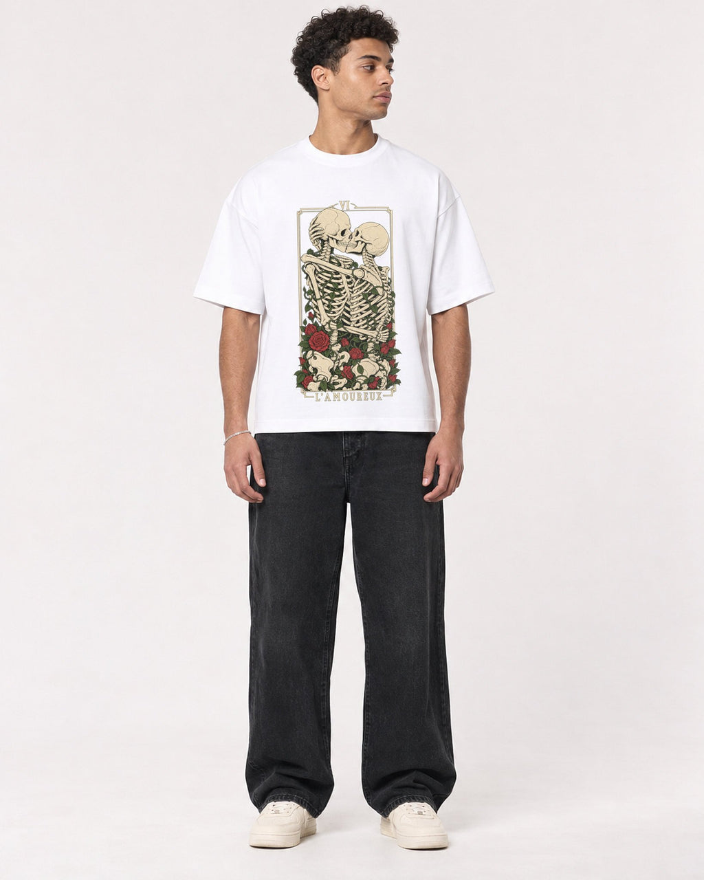 Mockup Boxy Heavyweight Tee White male full-body 10