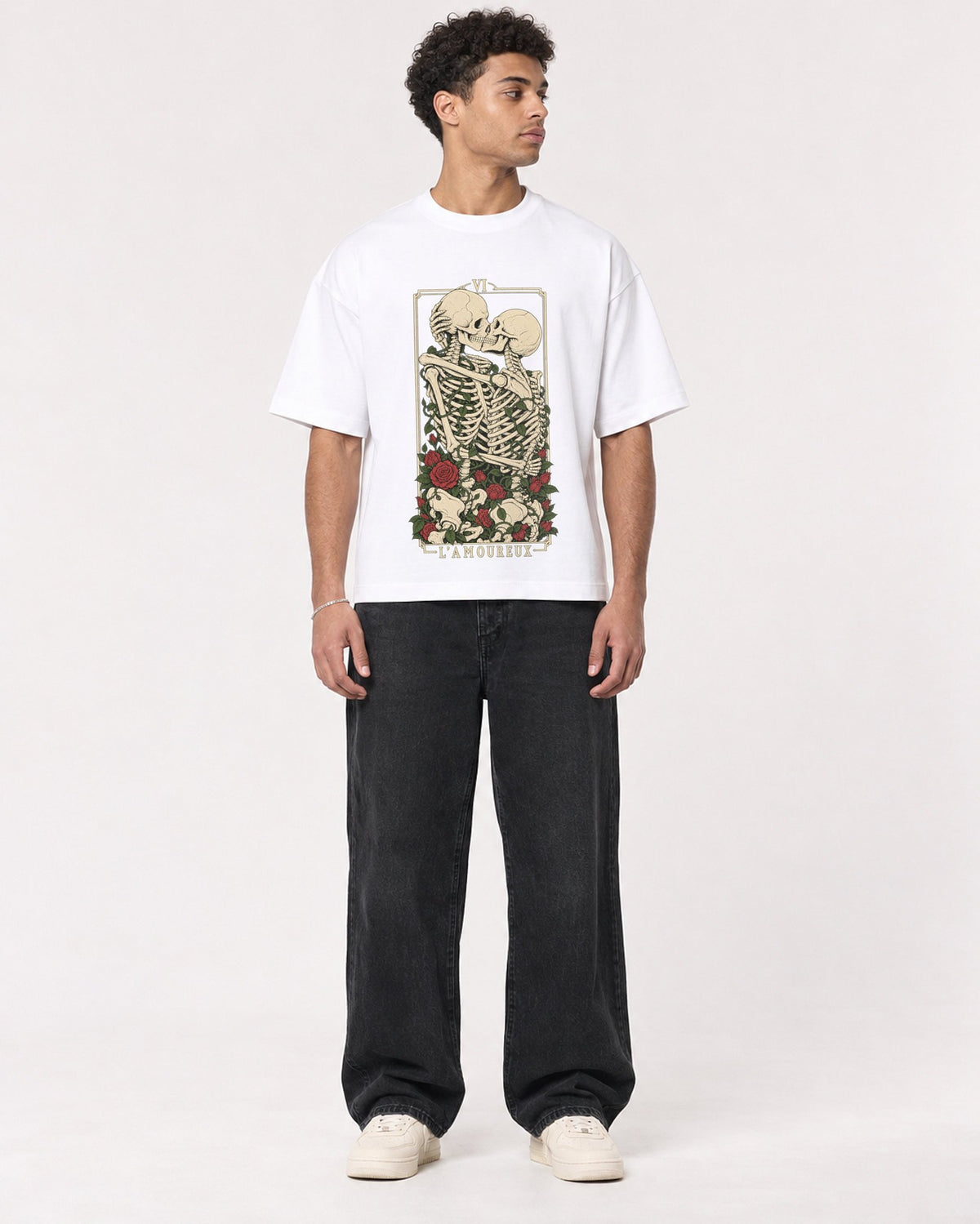 Mockup Boxy Heavyweight Tee White male full-body 10