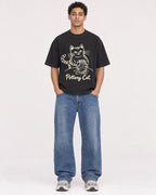 Mockup Boxy Heavyweight Tee Black male full-body 10