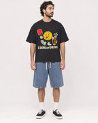 Mockup Boxy Heavyweight Tee Black male full-body 47