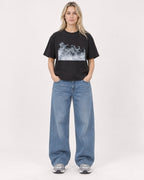 Mockup Boxy Heavyweight Tee Black female full-body 08