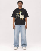 Mockup Boxy Heavyweight Tee Black male full-body 05