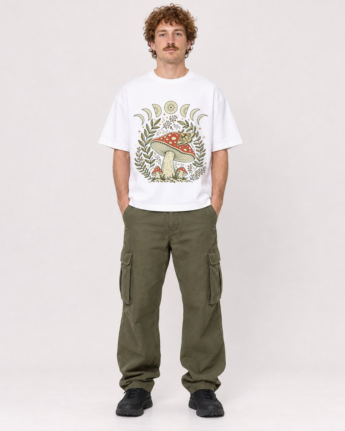 Mockup Boxy Heavyweight Tee White male full-body 09