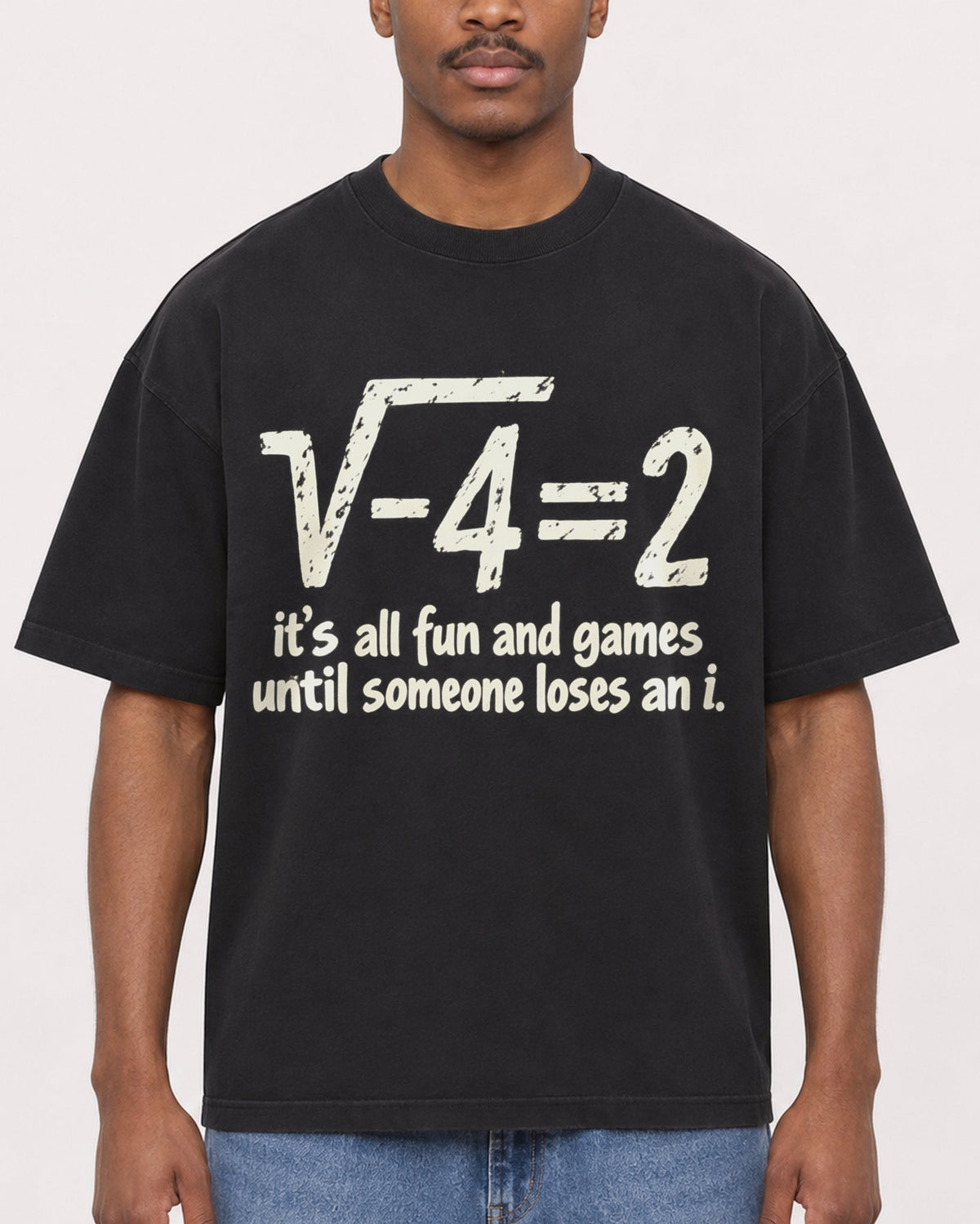 Mockup Boxy Heavyweight Tee Black male close-up 14