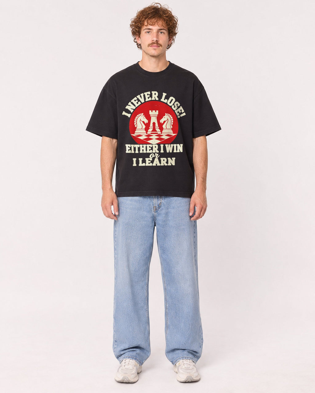 Mockup Boxy Heavyweight Tee Black male full-body 09