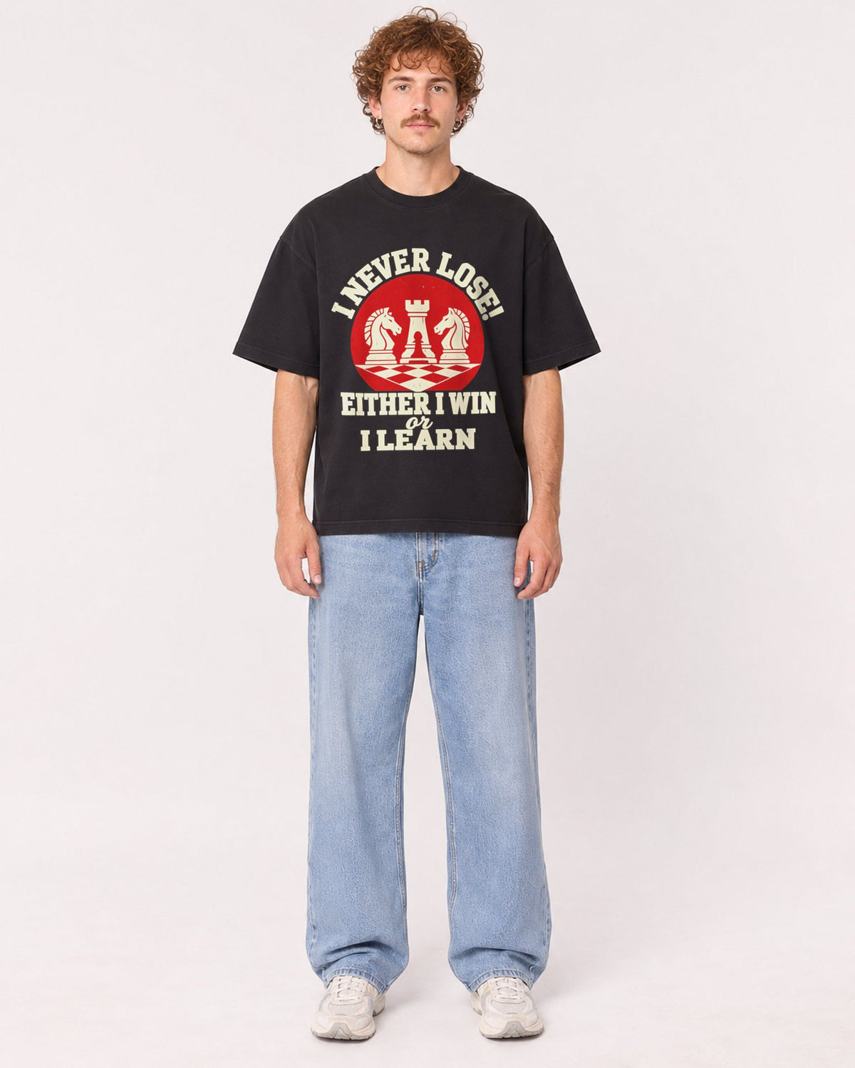 Mockup Boxy Heavyweight Tee Black male full-body 09