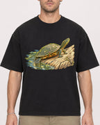 Mockup Boxy Heavyweight Tee Black male close-up 08
