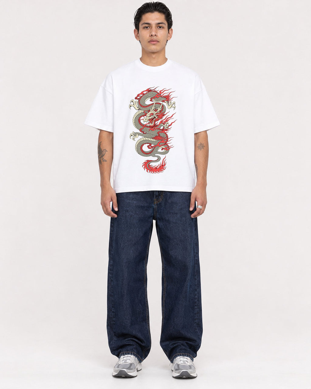 Mockup Boxy Heavyweight Tee White male full-body 36